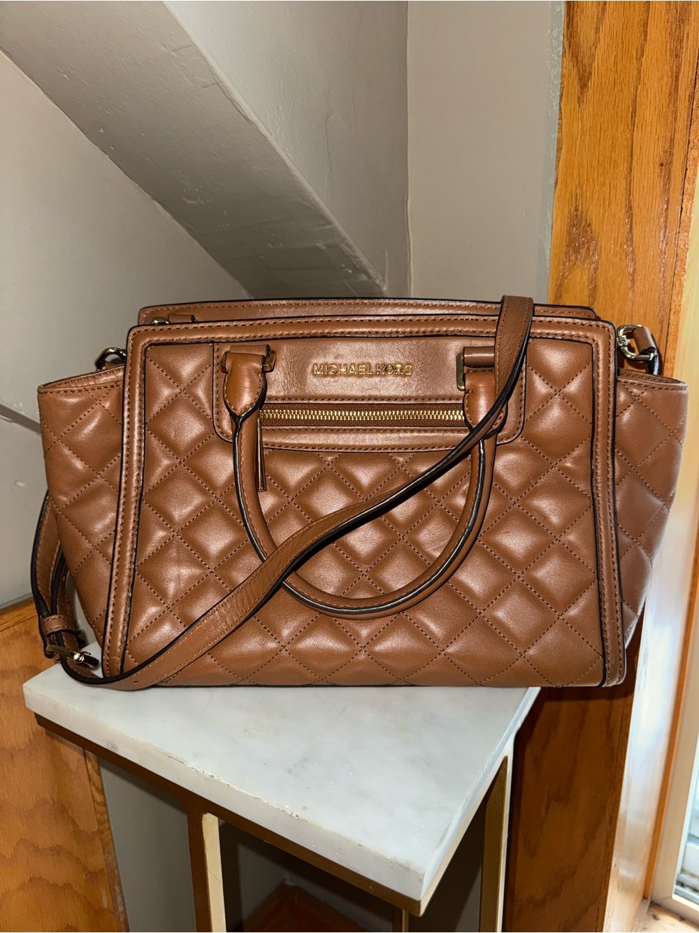 Michael Kors Quilted Brown Satchel